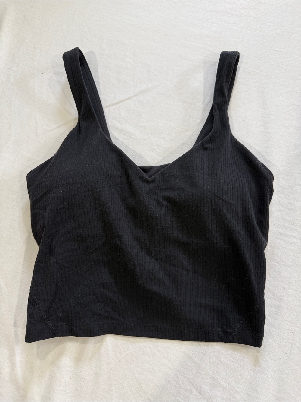 lululemon athletica Black Ribbed Crop Tank with Removable Padding